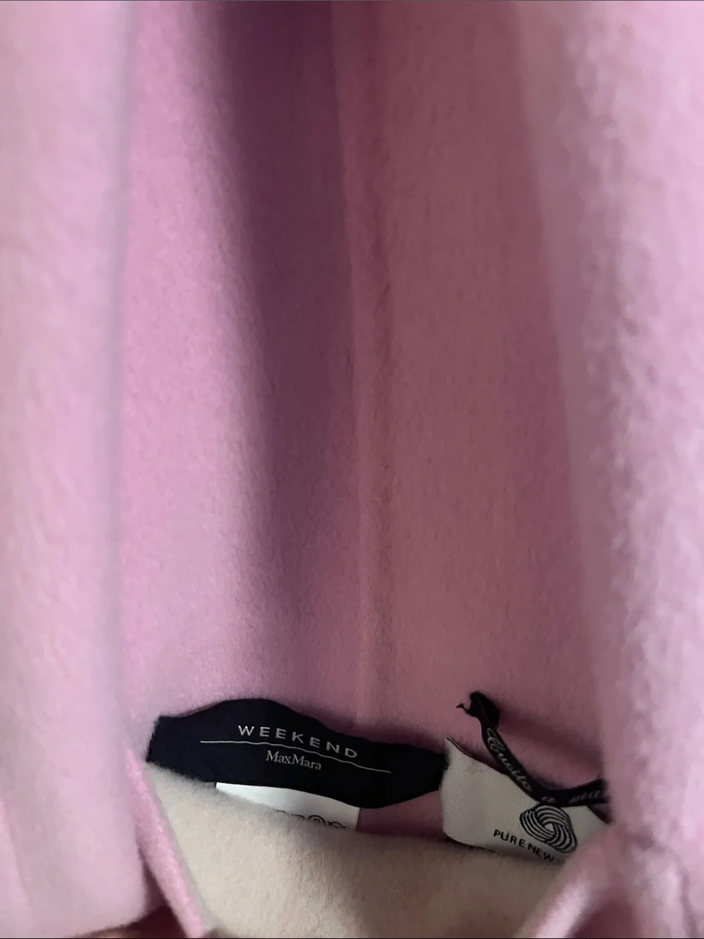 Weekend Max Mara Pink Wool-Blend Pea Coat with Cream Trim - Picture 2 of 5